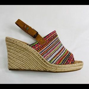 TOMS Monica Cherry Tomato Woven Wedge Sandal